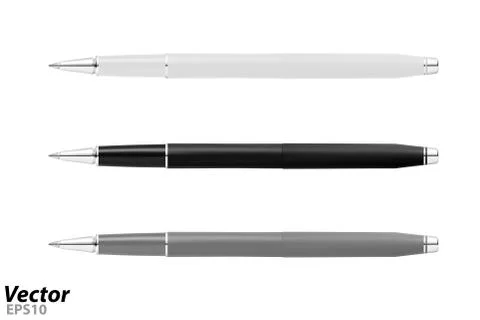 Automatic ballpoint pen in vector.Business class ballpoint pen in vector. Stock Illustration