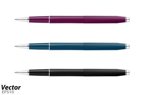 Automatic ballpoint pen in vector.Business class ballpoint pen in vector. Stock Illustration