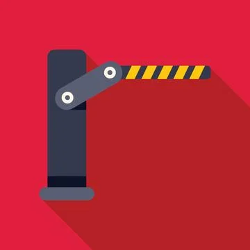 Automatic barrier gate closing access on red background Stock Illustration