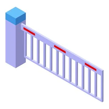 Automatic barrier gate controlling access to parking lot Stock Illustration
