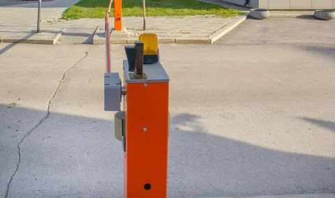 Automatic barrier for the security system at the entrance to the protected ar Stock Photos