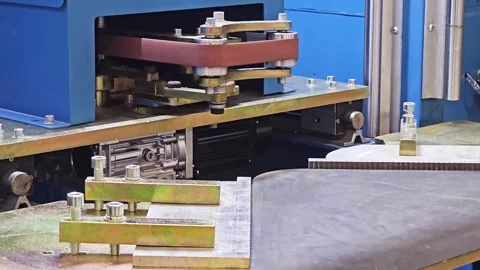 Automatic Belt Grinding and Deburring Machine Operating in Industrial Stock Footage 337817648