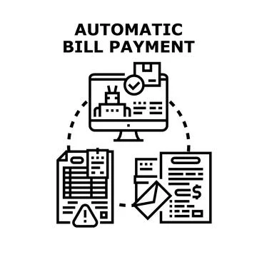 Automatic bill paying process with digital assistant Stock Illustration