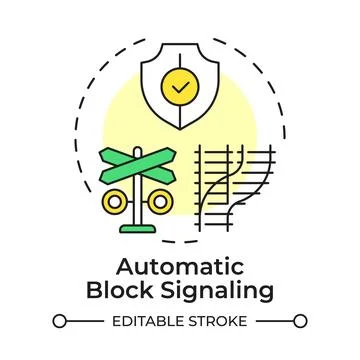 Automatic block signaling flat linear concept icon Illustration