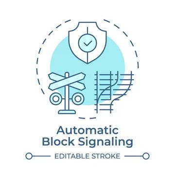Automatic block signaling monochrome blue concept icon Illustration