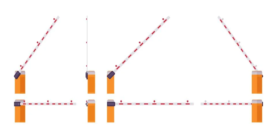 Automatic boom barrier gate set Ilustración de archivo
