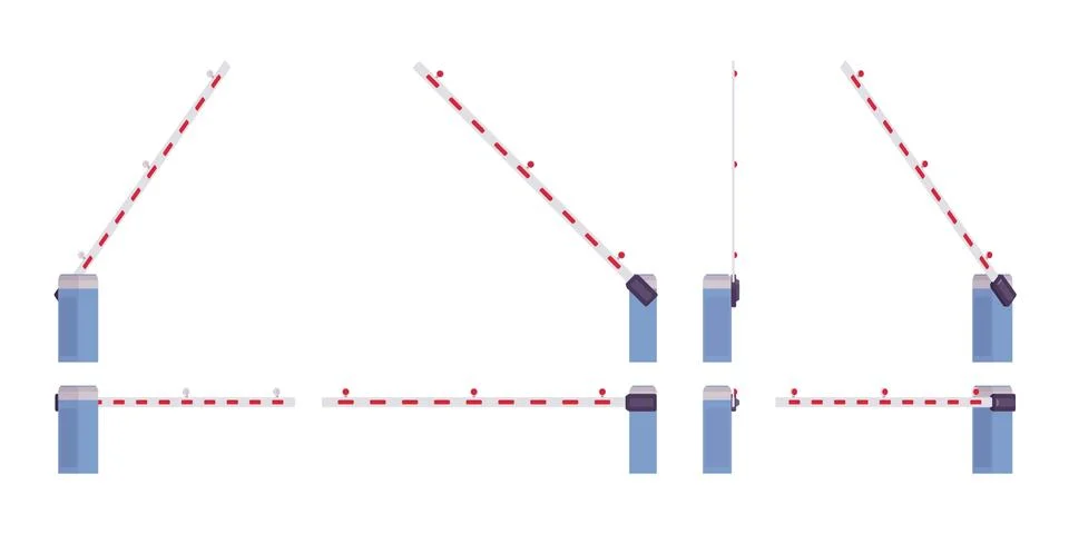 Automatic boom barrier gate set Stock Illustration