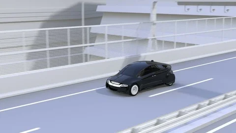 Automatic braking system avoid car crash from traffic jam Stock Footage 76340943