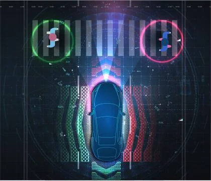 Automatic braking system avoid car crash from car accident. Driverless or self Stock Illustration