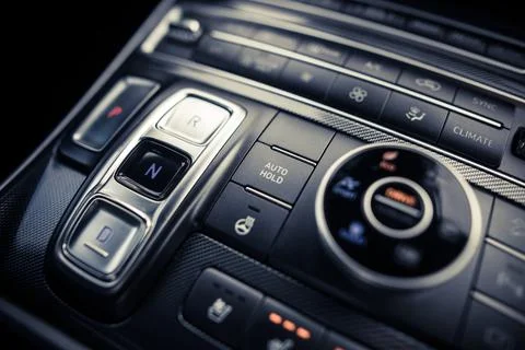 Automatic button gear shifter in a new car Photos