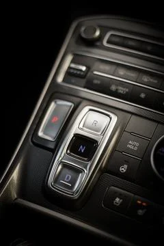Automatic button gear shifter in a new car Photos