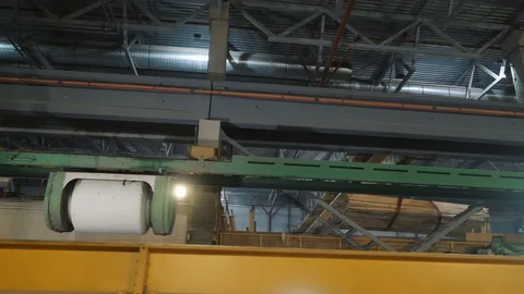 Automatic cable transporter moves on green rails and stops Stock Footage 124299242