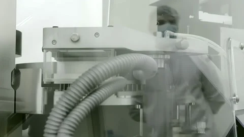 Automatic Capsule Filling Machine in Pharmaceutical Production Line Stock Footage 333152381