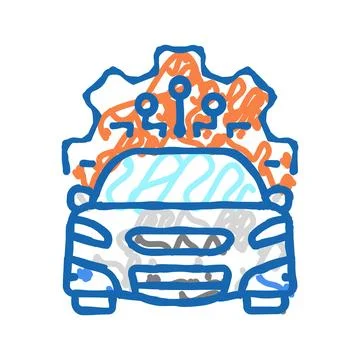 Automatic car system icon doodle illustration Stock Illustration