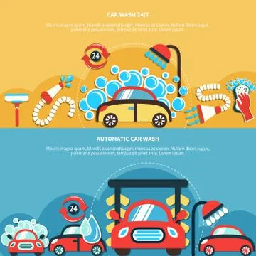 Automatic Car Wash Banners Stock Illustration