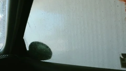 Automatic car wash captures the process of brushing window glass Stock Footage 319108972