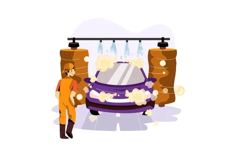 Automatic Car Wash Stock Illustration