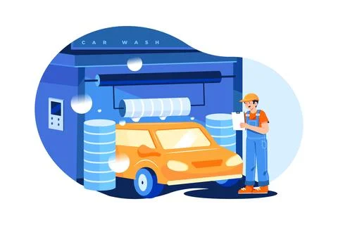 Automatic Car Wash Stock Illustration