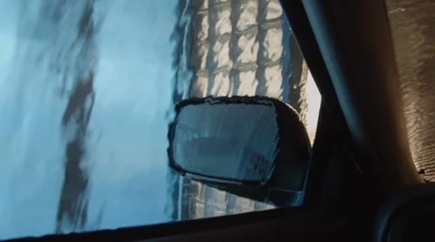 Automatic car wash from inside the car Stock Footage 49586555