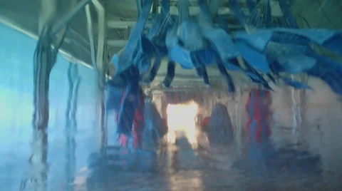Automatic car wash from inside the car, express cleaning Stock Footage 49587161
