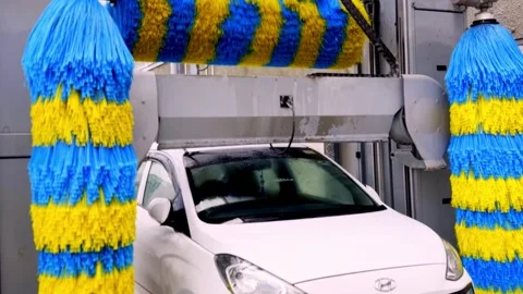 Automatic Car Wash Machine Cleaning Vehicle Видео 336176779