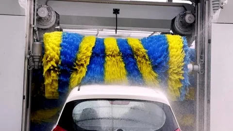 Automatic Car Wash Machine Cleaning Vehicle Stockbeeldmateriaal 336176883