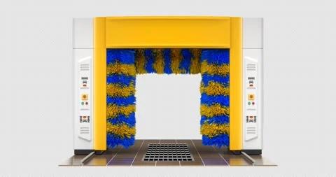 Automatic car wash machine with rotating brushes Stock Footage 321222410