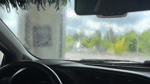 Automatic car wash point of view from inside vehicle Stock-Footage 336009206