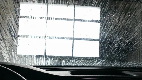 Automatic car wash seen from inside of a vehicle 動画素材 96197513