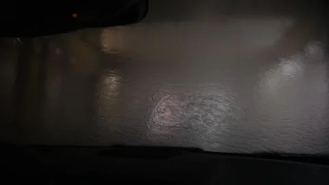 Automatic car wash, view from inside the car interior Stock Footage 155056576
