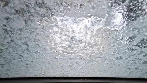 Automatic car wash, view from inside the car interior in Brazil Stock Footage 257642680
