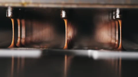 Automatic caramel casting for candy production. Stock Footage 277922941