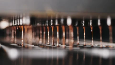 Automatic caramel casting for candy production. Stock Footage 277923030