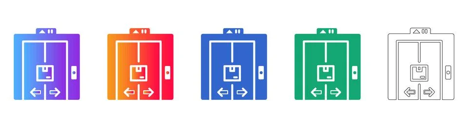Automatic Cargo Elevator Icons Ilustración de archivo