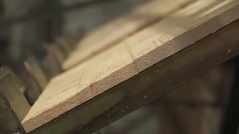 Automatic carpenter's machine works processing wood Stock-Footage 163823051
