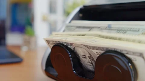 Automatic Cash Counter Counting Stacks US Dollars Money Counting Machine Stock Footage 326171664