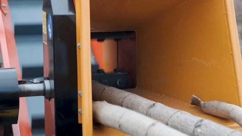 Automatic chopper chopping thick branches. Stock Footage 117906730