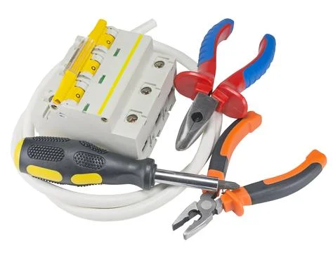 Automatic circuit breaker and tools Stock Photos
