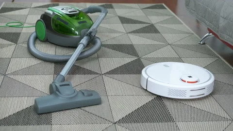 Automatic cleaner cleaning carpet. Stock Footage 161138939