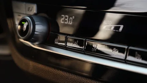 Automatic climate control system of the car. Installed 23 degrees heat. Close-up Stock Footage 121529488