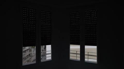 Automatic closing of blinds by timer in the evening. Stock Footage 303497571