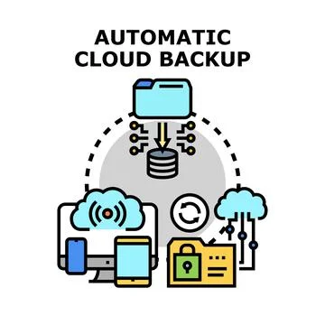 Automatic cloud backup and data storage concept Stockillustratie