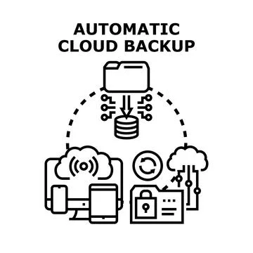 Automatic cloud backup and data storage concept Stockillustratie