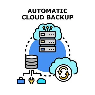 Automatic cloud backup data storage concept processing 스톡 일러스트