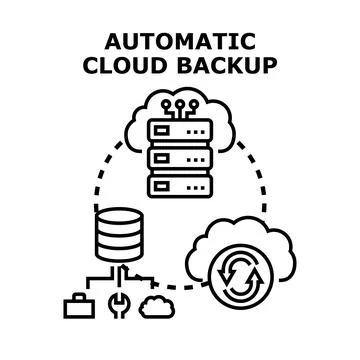 Automatic cloud backup data storage concept processing Stock Illustration