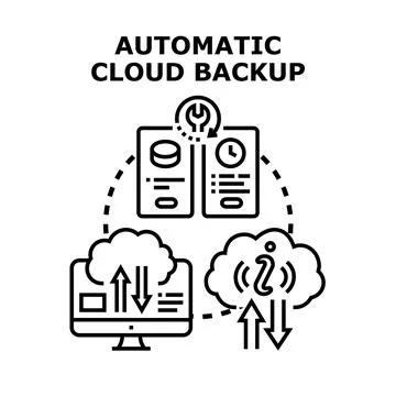 Automatic cloud backup data synchronization process Illustrazione stock