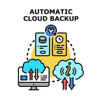 Automatic cloud backup data synchronization process イラスト素材