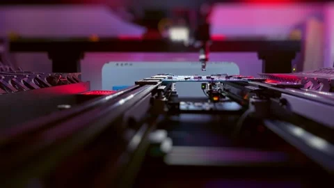 Automatic CNC machine operation: Assemble of system board elements by robotic Stock Footage 165276195