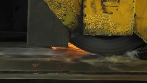 Automatic cnc surface grinding wheel machine working with sheet metal with spark Stock Footage 147156680