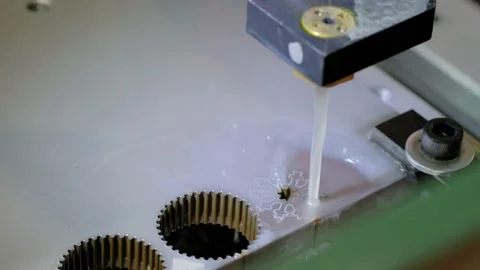 Automatic cnc wire cutting machine working with metal workpiece with sparks Stock Footage 170335885